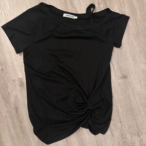H&M Black Tie Front Short Sleeve T-Shirt